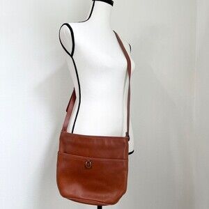 Etienne Aigner Leather Crossbody Bag. Brown Leather.